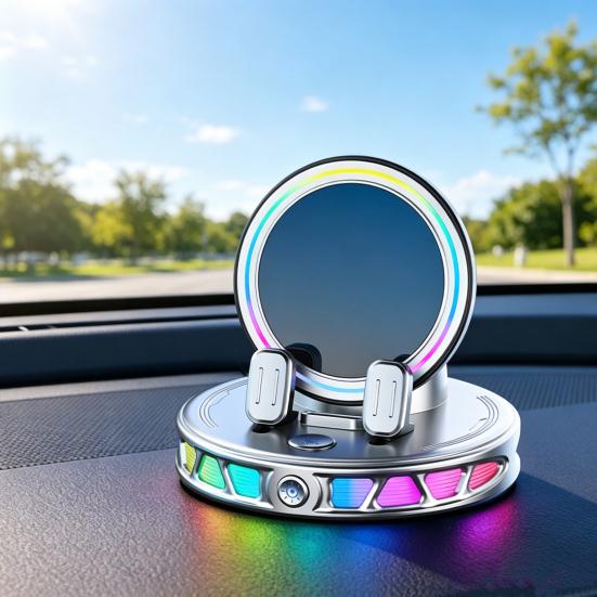 Supporto per Telefono da Auto con Ricarica Wireless e Luce Ambientale RGB Caricabatterie Magnetico per Telefono da 15W Supporto di Ricarica per Cellulare Ventosa a Vuoto Accessori per Auto