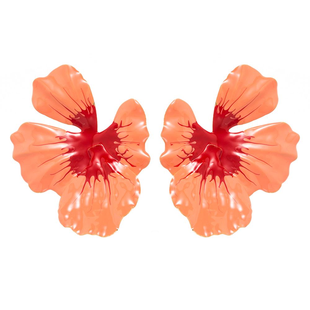 Gradient Drip Oil Floral Stud Earrings - Sweet and Fresh Bohemian Style