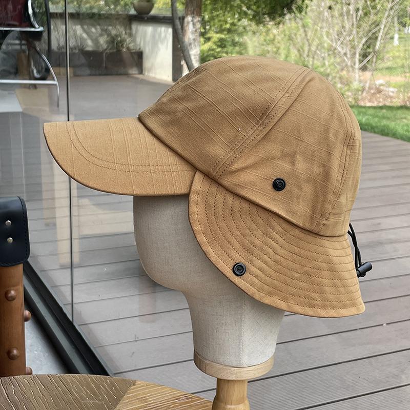 Design Sense Neck Protection Sun Baseball Cap Men Women Summer Sunscreen Bucket Hat Lengthened 8cm Brim Cotton Sun Cap