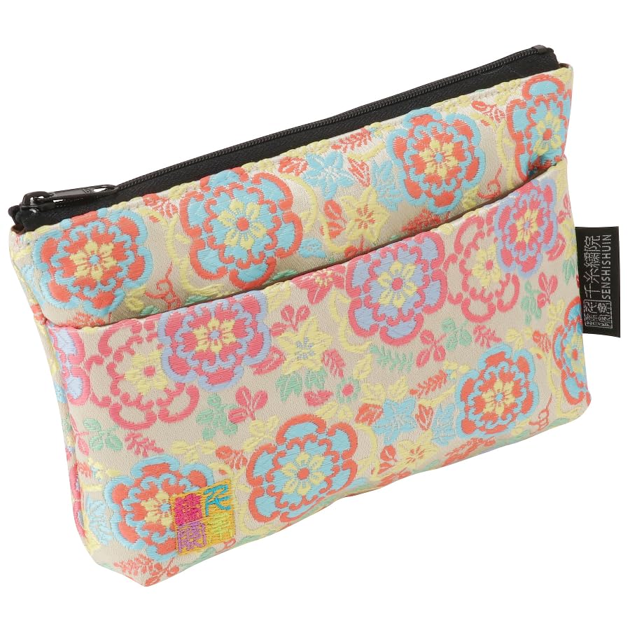 Senshishuin Nishijin Brocade Pouch Lemon Saika (Lined) (Small)