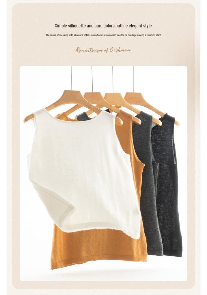 Women's 100% Pure Cashmere One-Shoulder Spaghetti Strap Vest – New Fine Gauge Knit for Autumn/Winter