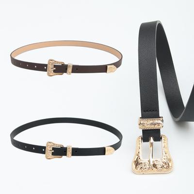Ladies' Retro Decorative Skirt With Suit Style Personalized Belt Alloy Three-Piece Black Belt