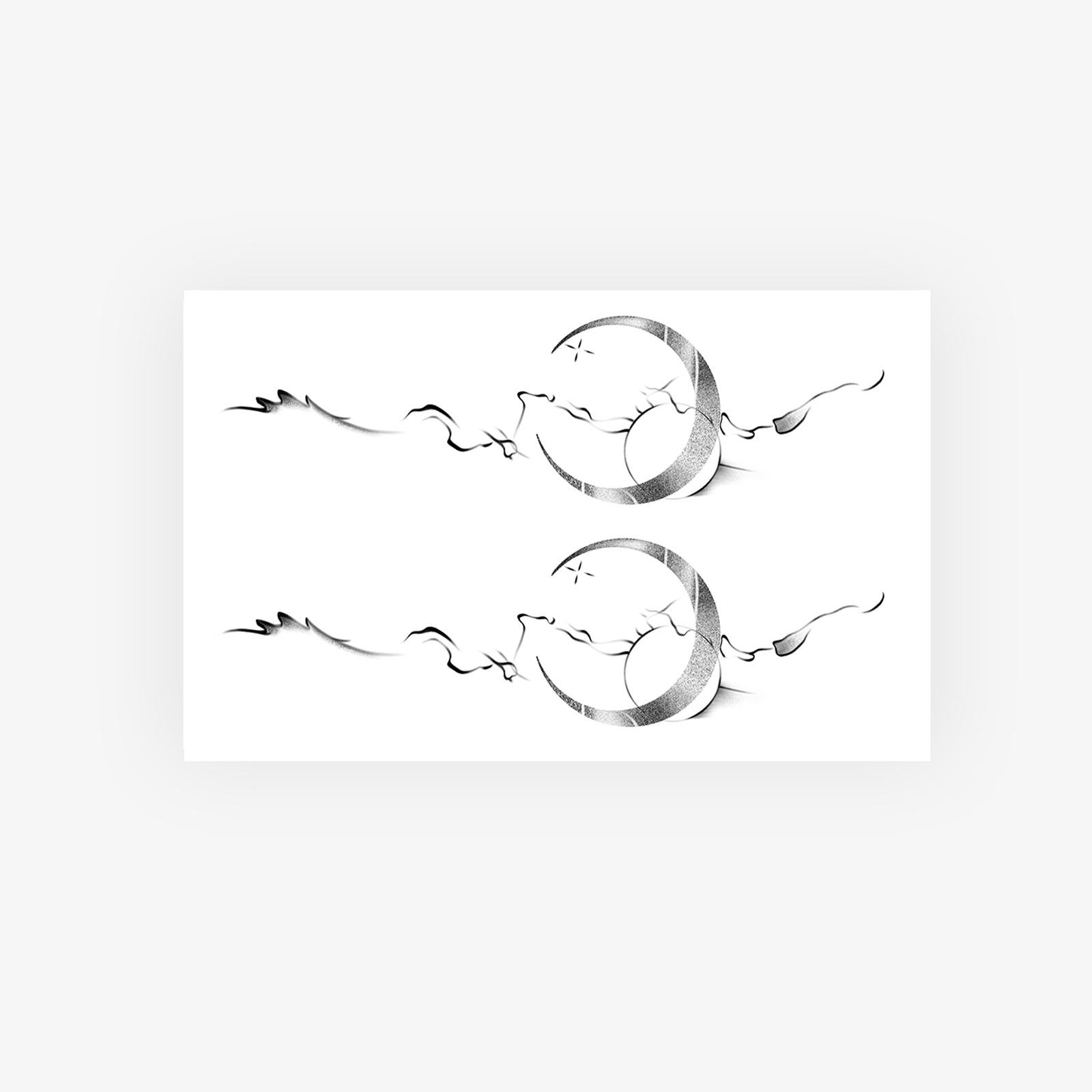 Moon Clouds Tattoo Stickers High Sense Spice Girls Domineering Personality Clavicle Tattoo Stickers 19*12