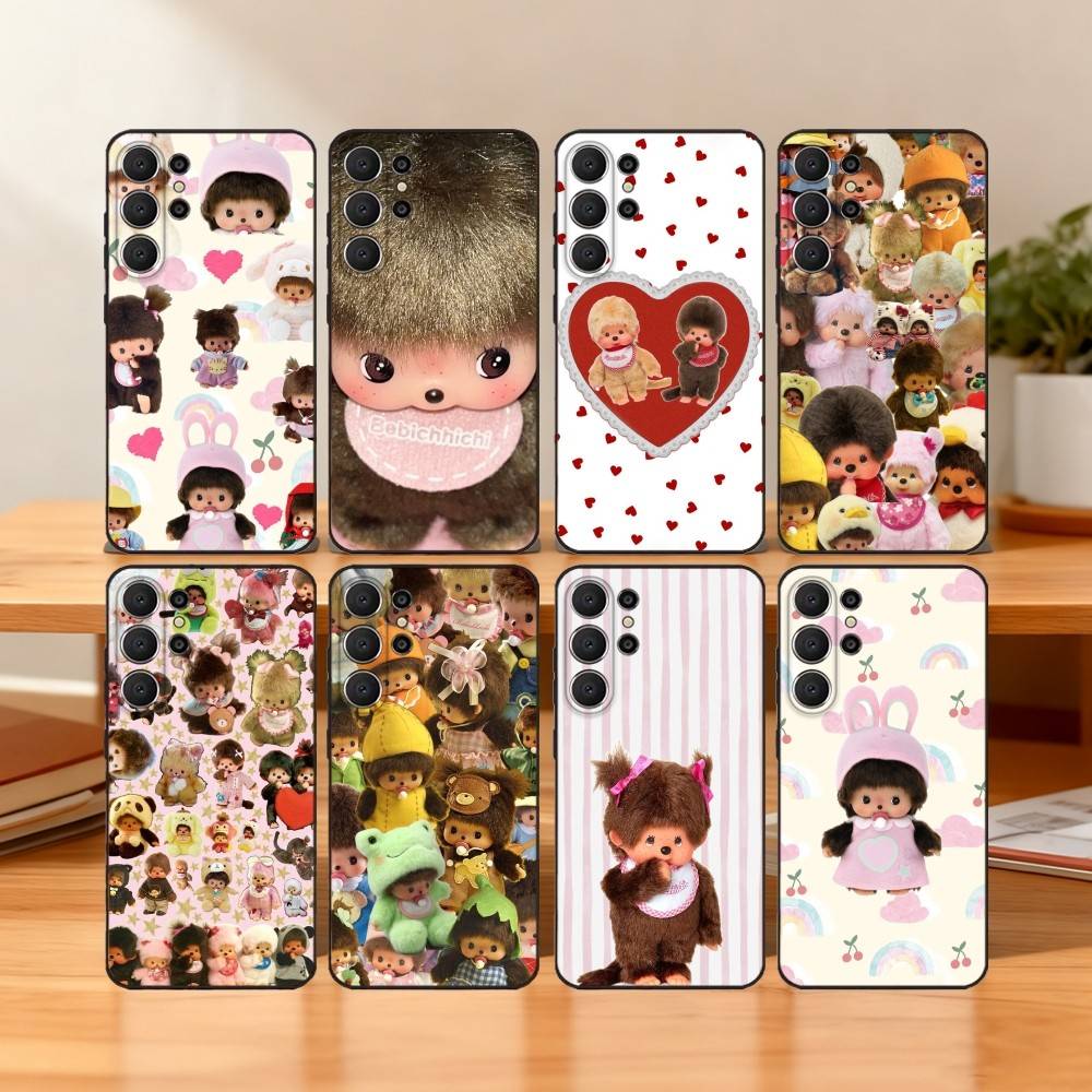 M-Monchhichi Phone Case For Samsung S25,24,23,22,30,21,10,9,Ultra,Plus,Lite,FE Black Soft Case