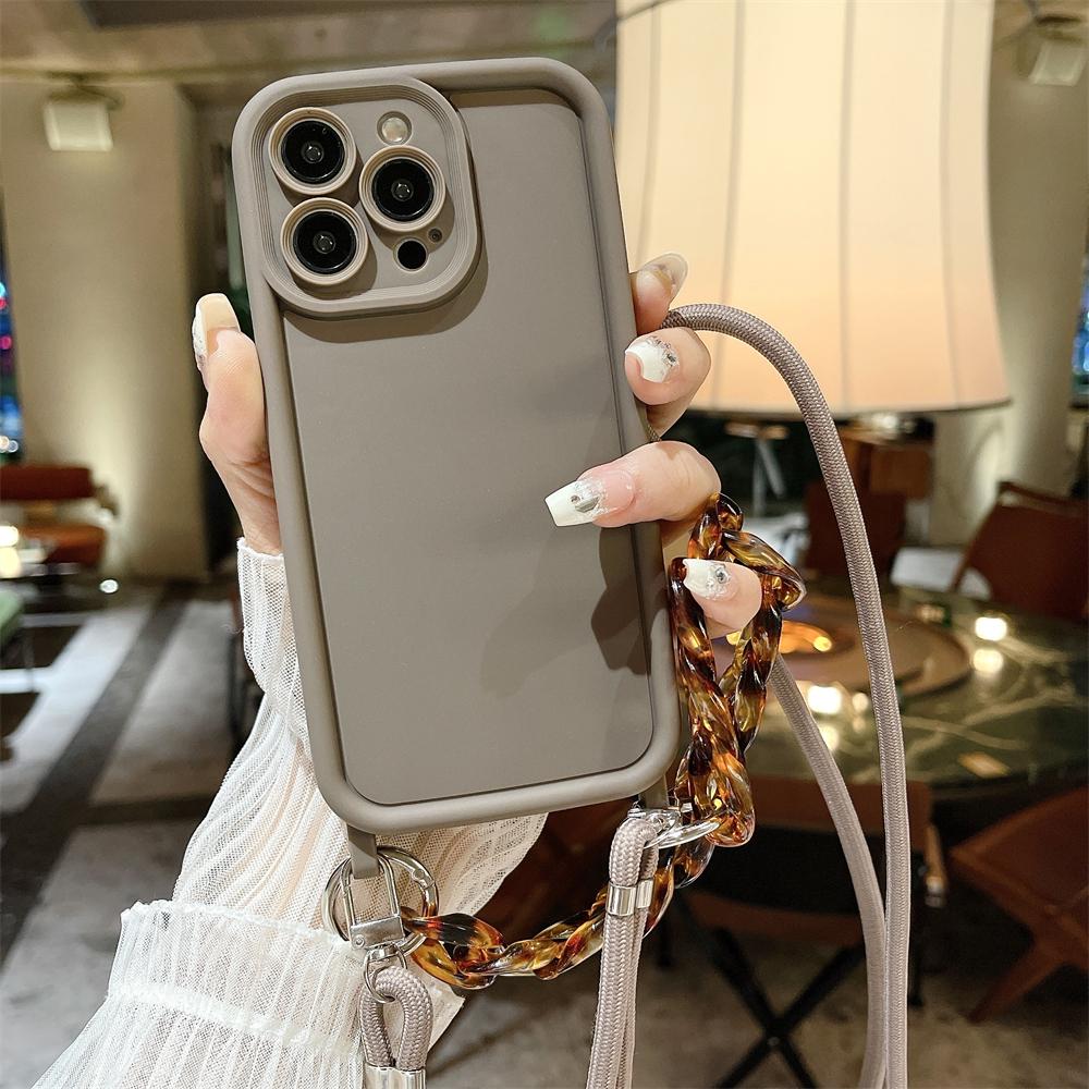 

Luxury Marble Amber Wrist Strap Necklace Lanyard Case For iPhone 16 14 11 12 13 15 Pro Max X XS XR 7 8 Plus SE Soft Chain Cover For iPhone 16&Case & Strap