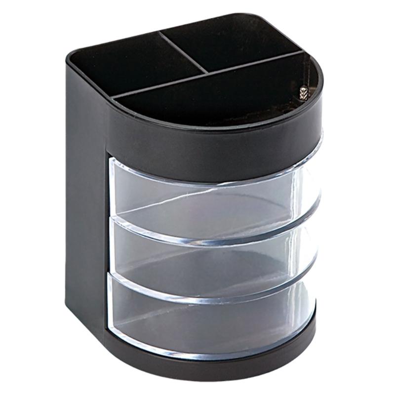Multifunctional Pencil Holder with 3 Rotating Compartments Desktop Pen Organizers Storage Box Office Desk Organization