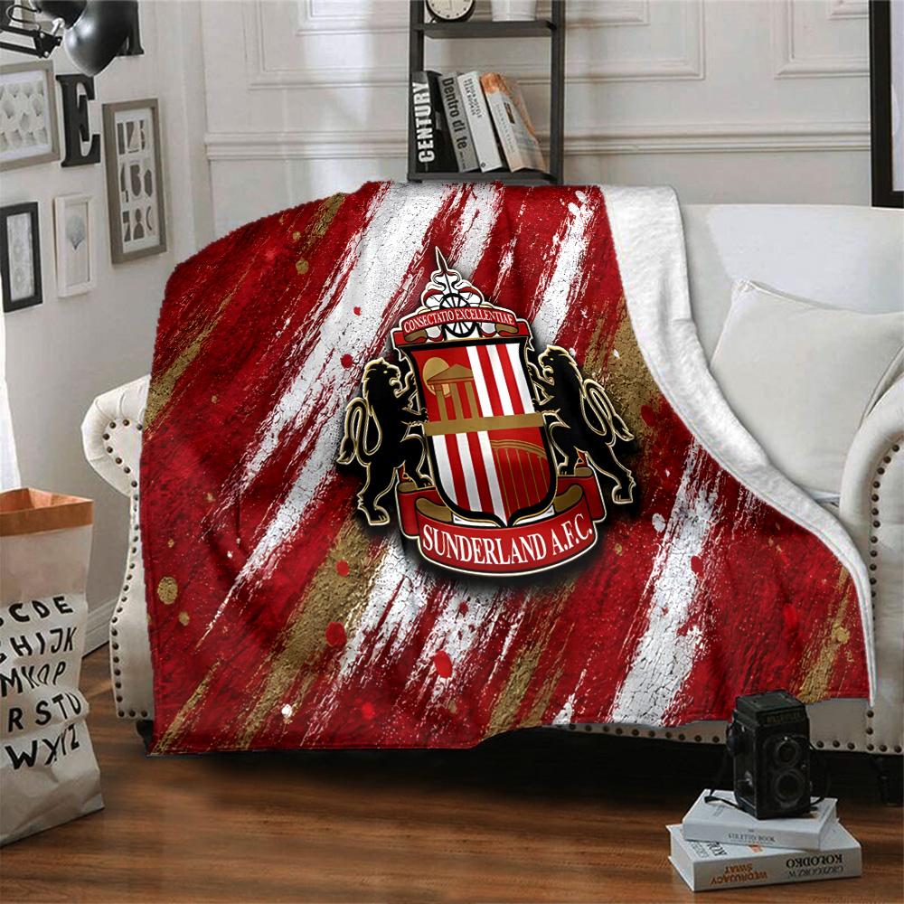 Sunderland football Flannel Blanket, Soft Polyester, Modern Design, All-Season for Camping, Travel, Gifts for holidays or birthdays