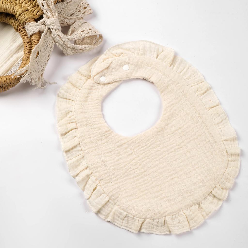 Baby Saliva Towel Infants Feeding Drool Bib Lace Floral Soft Cotton Burp Cloth for Newborn Breathable Kids Bibs with Ruffle