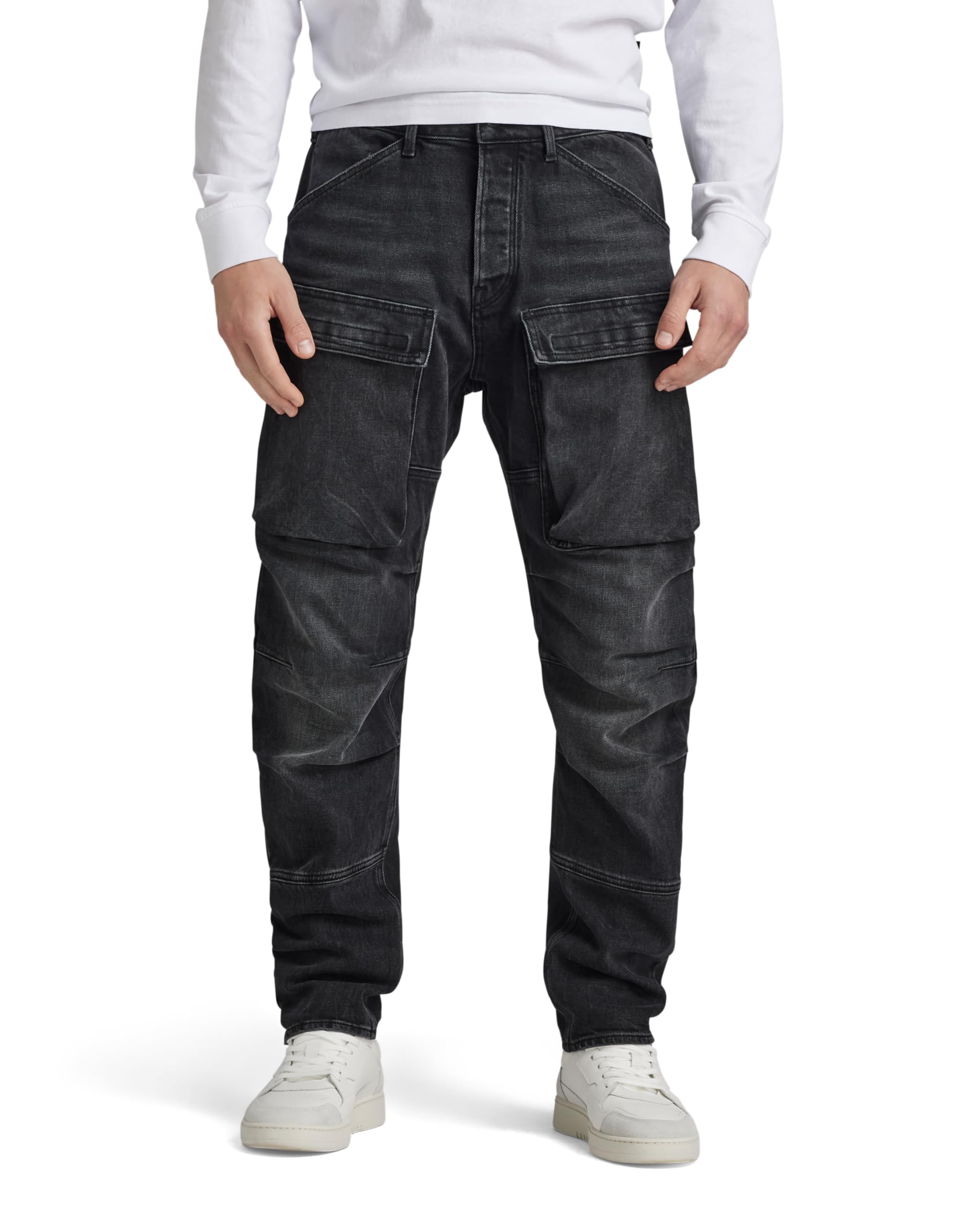 G-Star RAW Men s Jeans Straight Fit Grey 3D Regular Tapered Denim Cargo D23972-B479-G108-W28/L30