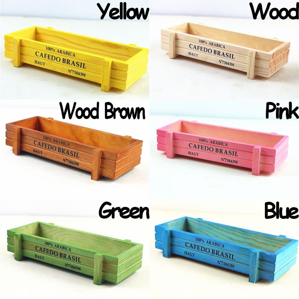 1 PC Tools Garden Decor Trough Decorative Pots Succulent Boxes Rectangle Vase Vintage Crates Wood Flower Pot