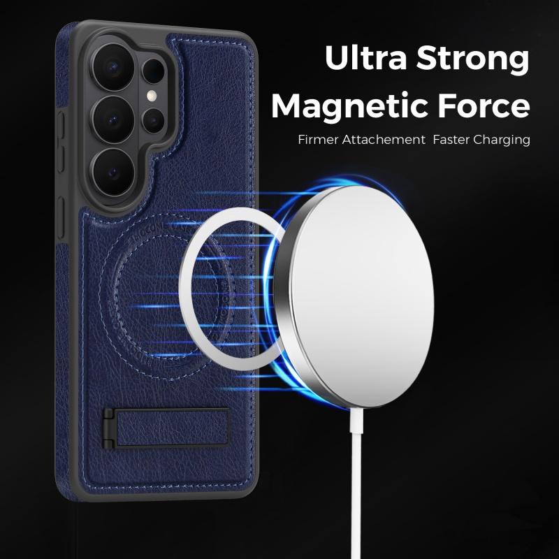 Shockproof Magnetic Leather Phone Case For Samsung Galaxy S23 S24 S25 S26 Plus Ultra FE Edge Invisible Fold Bracket Cover