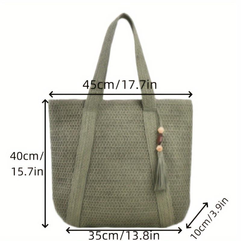 Simple woven straw bag solid color woven bag large capacity shoulder tote bag seaside vacation beach bag women