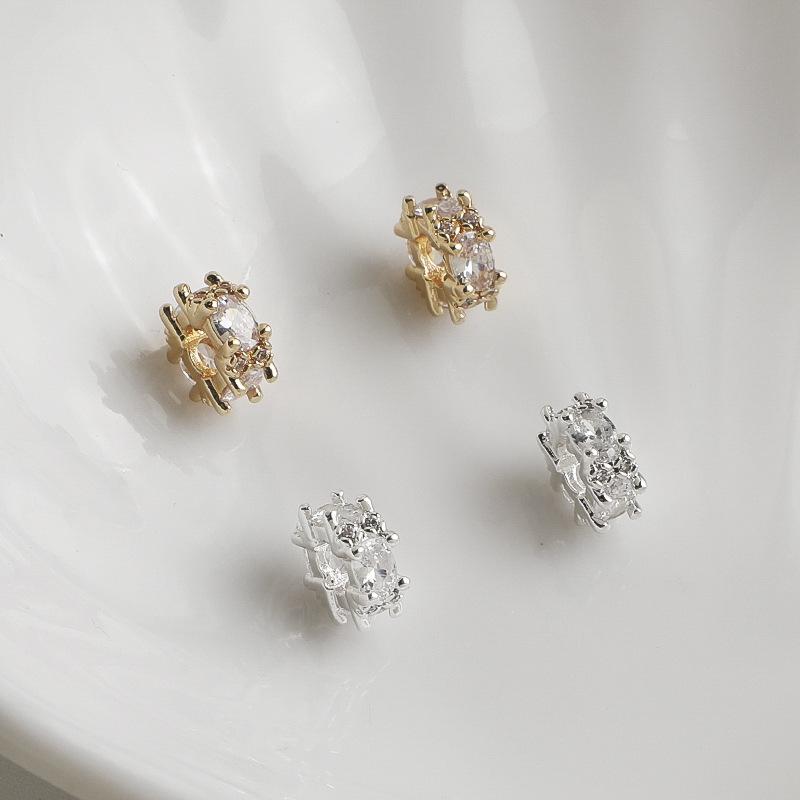 14K Gold Plated Zircon Crown Gear Necklace Beading Material for DIY Jewelry Accessories