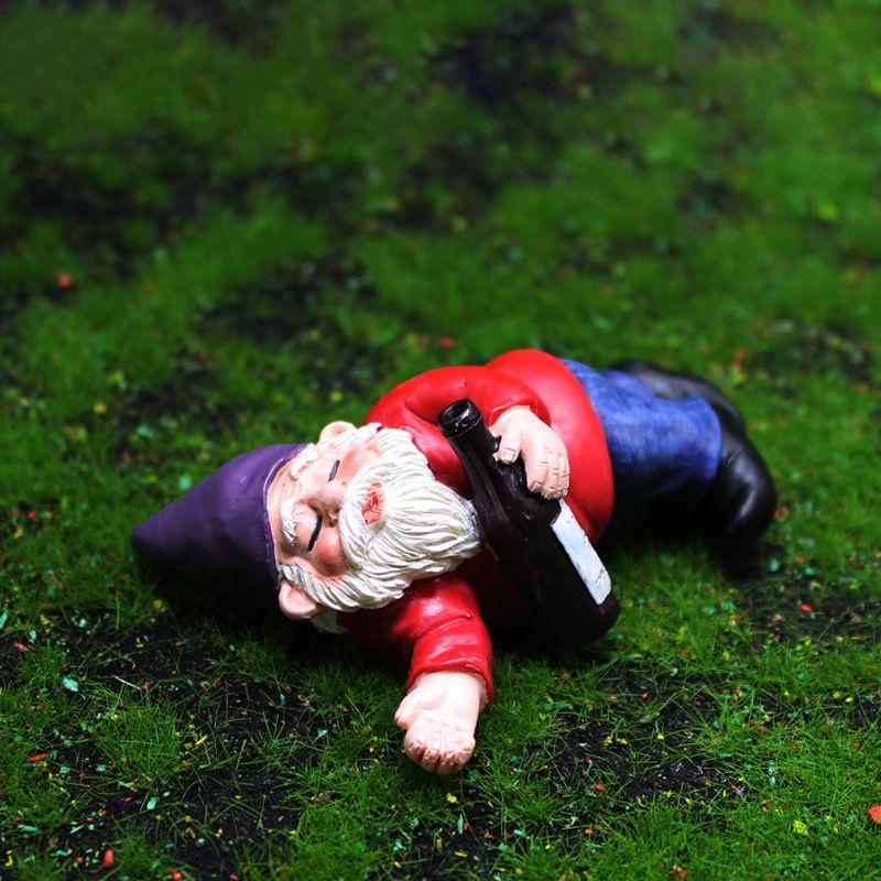 4pcs Naughty Miniature Gnome Statue Dwarf Garden Funny Ornament Figurine Decor