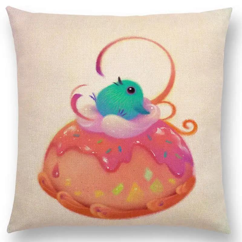 Superniedliche Cartoon-Tiere Kugelfisch Kissenbezug Lieblicher Vogel Süßes Nest Interessanter Fisch Katze Frosch Fuchs Wurfkissenbezug Hogar