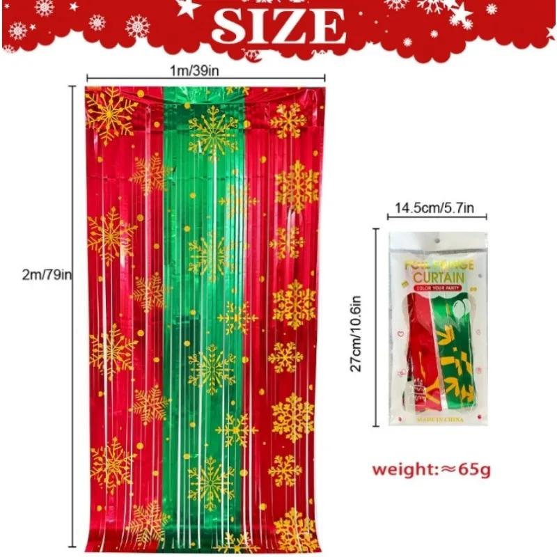 Christmas Party Decorations Tinsel Foil Fringe Curtains Winter Photo Booth Prop Backdrop Streamer Snowflake Birthday Party Decor