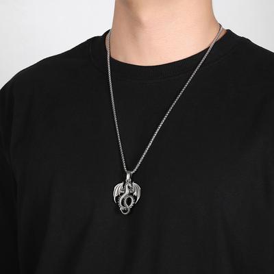 Silver Dragon European and American Men's Fashion Retro Necklace Titanium Steel Long Autumn/Winter Sweater Chain Hip Hop New Style