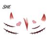 Funny Face Tattoos Halloween Tattoo Stickers, Waterproof Scary Makeup Decals for Party, Water Transfer Paper Body Art Temporary Wound Scar Kids Adults
