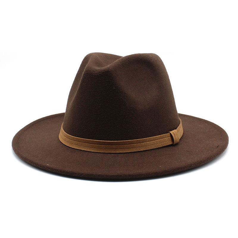 Men'S And Women'S Top Hat Flat Edge Straight Edge Suede With Accessories Woolen Jazz Hat