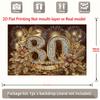 2D Happy 80th Birthday Gold Floral Fireworks Background Cloth 80th Birthday Party Decoration