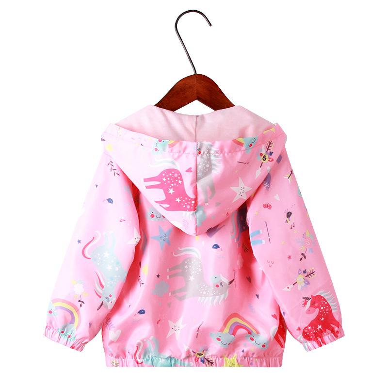 Spring Jacket for Girls Coats Hooded Unicorn Rainbow Pattern Baby Girls Clothes Outerwear Kids Windbreaker Autumn Girls Jackets