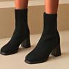 Women Baotou High Heel Pointed Toe  Boots Designer Winter 2024 New Outdoor Comfortable Thick Heel Ankle Boots Shoes for Women