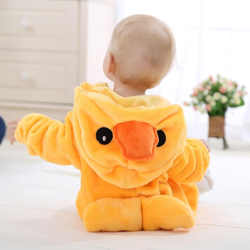 Flannel Animal Shaped Jumpsuit, Baby Hooded Crawling Suit, Children's Cartoon Performance Suit