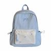 Mochila de lona con lazo Mochila casual bordada para estudiantes Bolso escolar Mochila deportiva de poliéster de color contrastante de gran capacidad