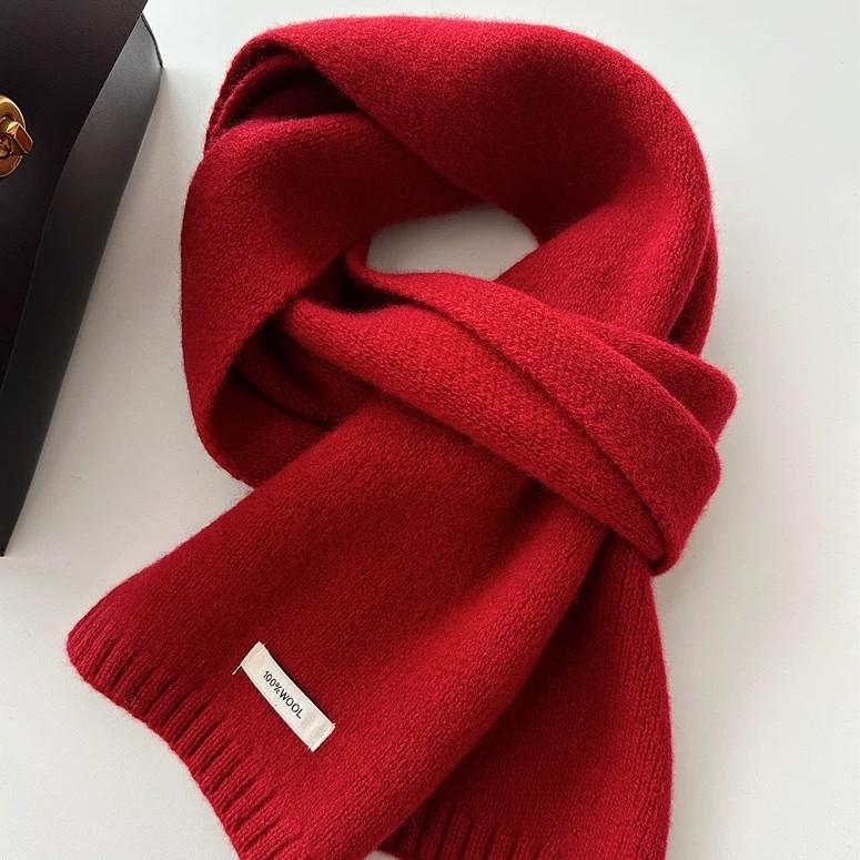100% Pure Wool Knitted Scarf - Versatile Autumn/Winter Cashmere Neck Warmer for Couples