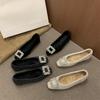 Inner heightening fluffy shoes Rhinestone buckle fleece warm Mary Jane shoes single shoes