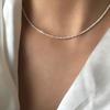 Korean Style S925 Sterling Silver Minimalist Necklace - Trendy Shimmering Italian Chain for Women
