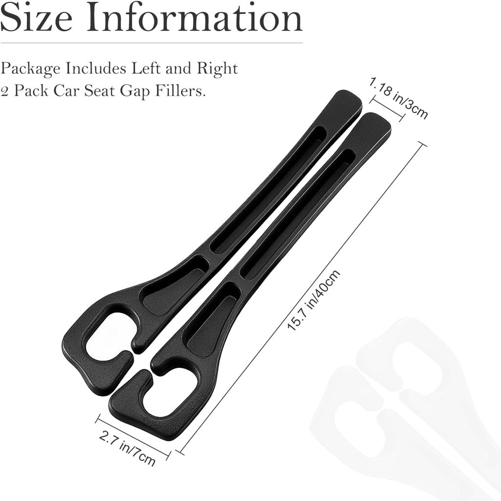 Car Seat Gap Filler 2-Pack, Universal Car Seat Gap Filler Organizer, Seat Gap Plug – Fills Gap Between Seat & Console (Black)