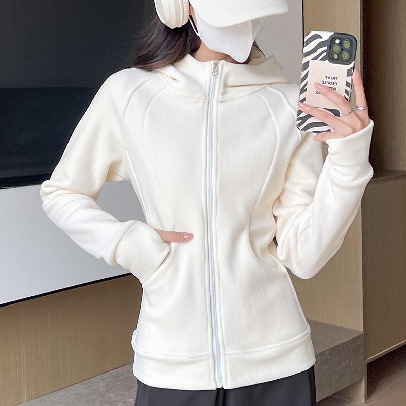Women's Slim Fit Polar Fleece Hoodie - Double-Faced, Thickened Sports Cardigan for Autumn & Winter