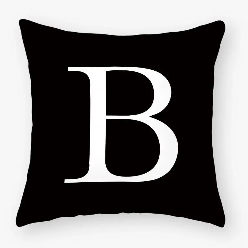 Black White Letters Sofa Decorative Cushion Cover Pillow Pillowcase Polyester 45*45Cm Throw Pillow Home Decor Pillowcover