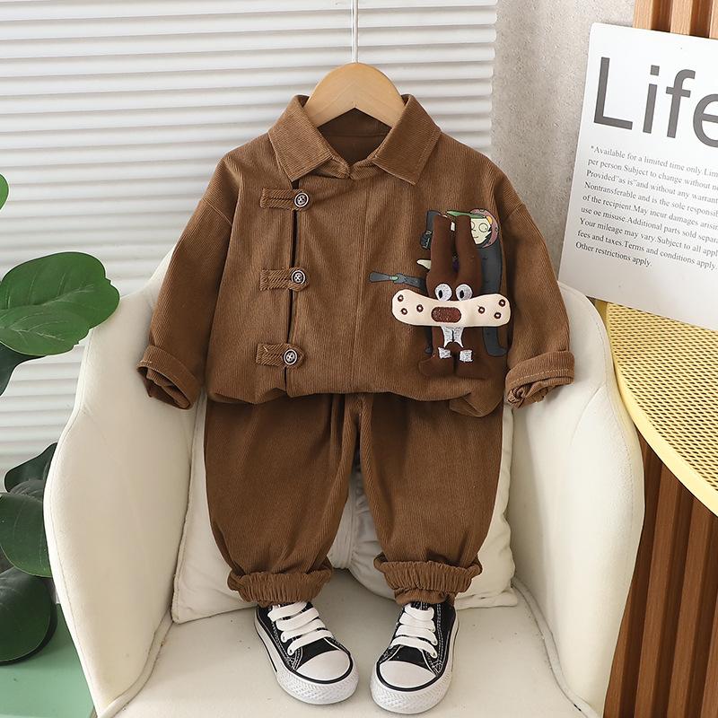 Spring And Autumn 0-4 Year Old Cartoon Three-dimensional Rabbit Corduroy Set