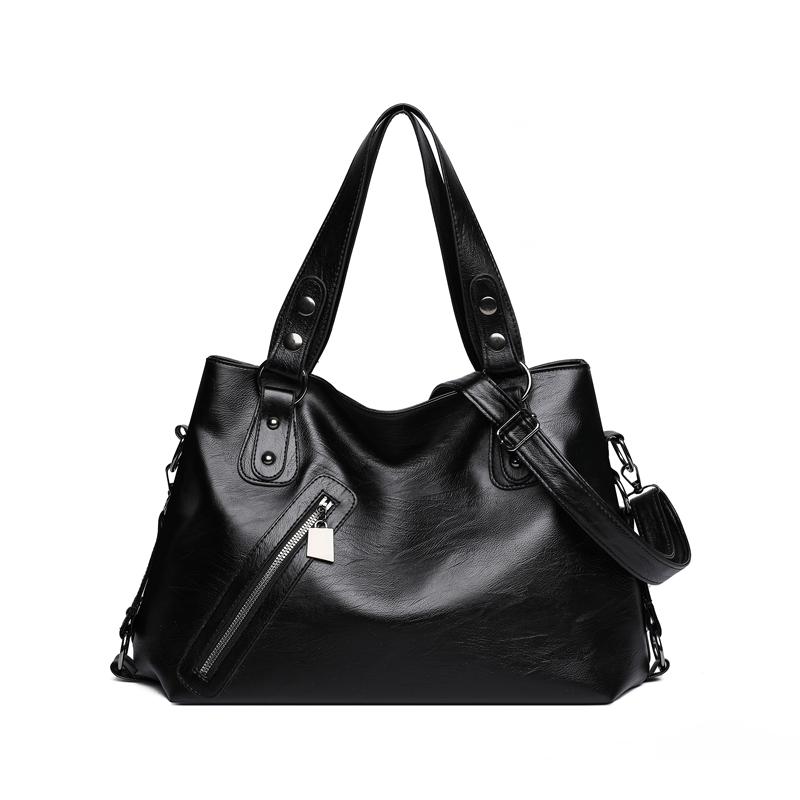 Stylish Leather Tote Bag Trendy Rivet Decor Shoulder Bag for Women