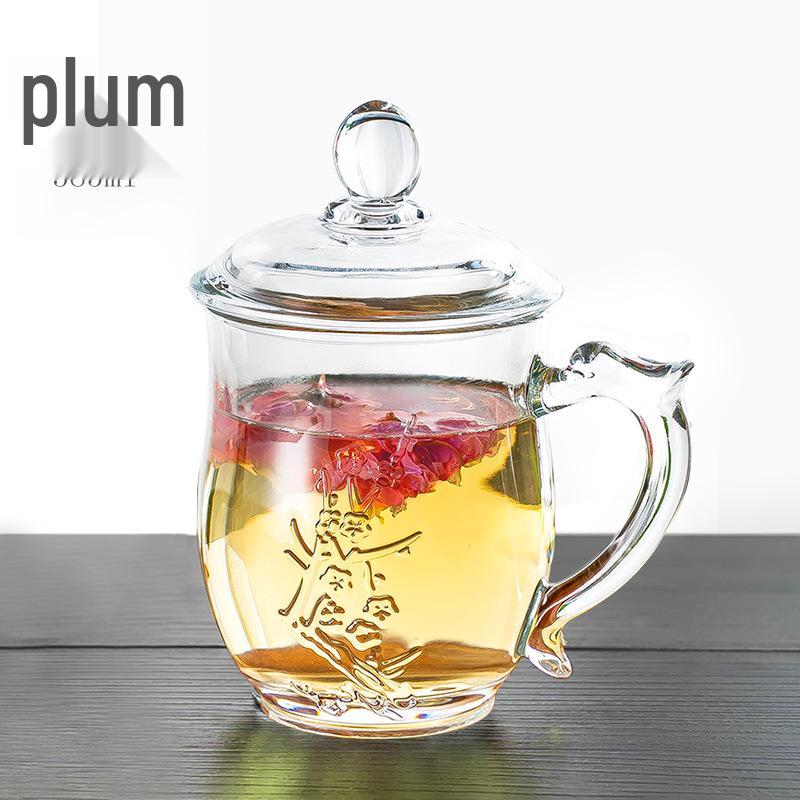 Large-Capacity, High-Temperature Resistant Glass Teacup with Handle and Lid for Men