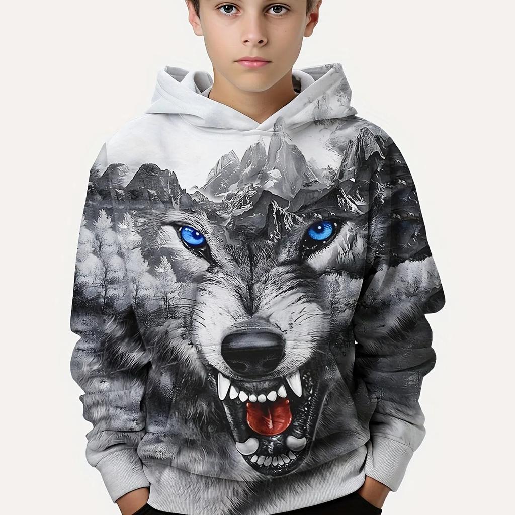 Pullover für Mädchen mit Cartoon-Meerjungfrauen-Print, langärmelig, trendig, süß, mit Kapuze, Oberteile, Kinder, Herbst/Winter, Kleidung, Geschenke