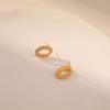 Brass Plated 18k Gold Small Zircon Inlaid Hollow Round Delicate Stud Earrings For Women