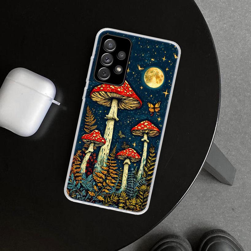 Colorful Mushroom Phone Case Cover for Samsung Galaxy A12 A22 A32 A52 A72 A02S A51 A50S A31 A20S A10S Note 20 Ultra 10 Plus Gala