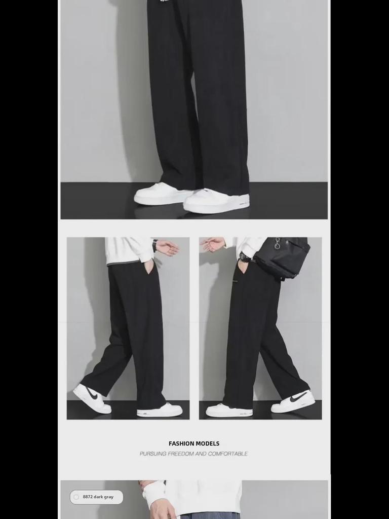 Men's Autumn Heavyweight Japanese-Style Wide-Leg Sweatpants: Trendy Straight Casual Sports Pants