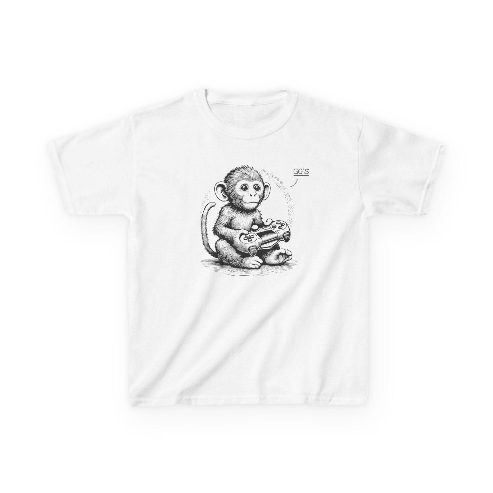 Kids Monkey Gamer T-Shirt: Good Games Perfect Video Gamer Gift XL