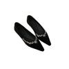 Pointed temperament rhinestone black single shoes, new autumn French red light mouth soft sole evening shoes