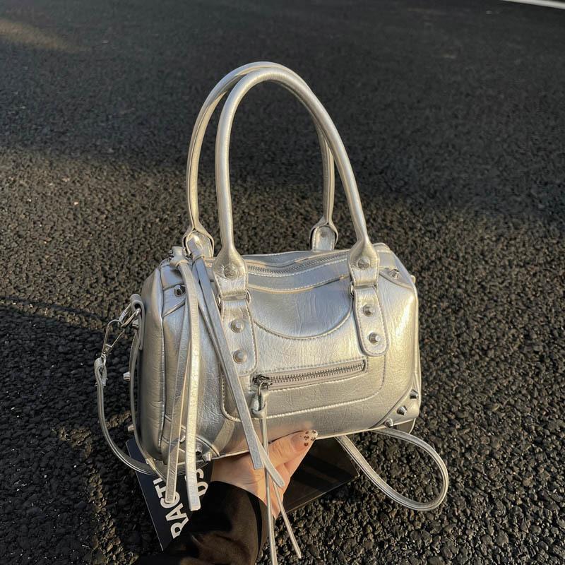 Borsa a Spalla Grande Capacità Monocolore Vintage