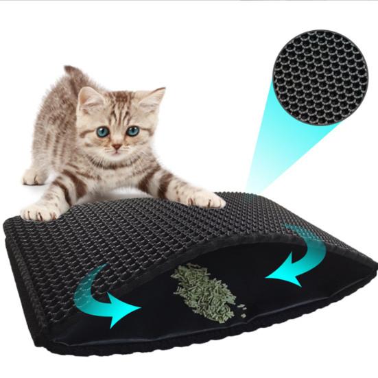 

Коврик для кошачьего туалета Yousheng, водонепроницаемый, с четырьмя сотовыми отверстиями, нескользящий, легко моется, защищает полы