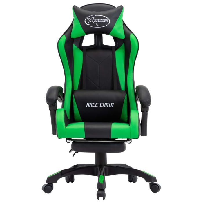 VidaXL Gaming Armchair with Footrest Reclining Chair Computer Armchair Work Office Indoor Green and Black 287989