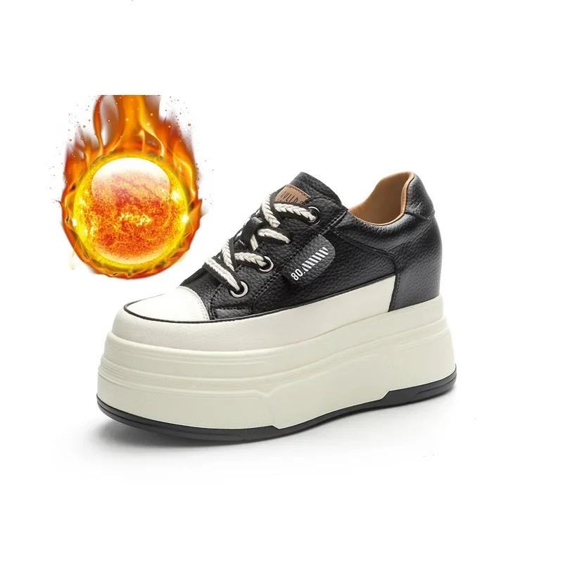 

Женские кроссовки из натуральной кожи, повседневные женские туфли на плоской платформе со шнуровкой, женская обувь на толстой подошве, кроссовки на осень-зиму 37