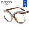 2022 Trendy Rhinestone Owl Large Anti-Blue Light Eyeglass Frame for European & American Styles