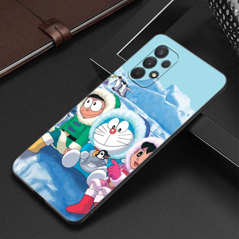 Cute Doraemon Moon Phone Case For Samsung Galaxy A12 A22 A31 A32 A50 A51 A70 A71 A72 A11 A21S A02S A10S A20S A30S A52 S 5G Cover