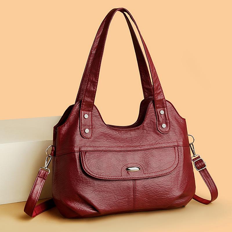 Women's Bag Large Capacity Soft Leather Handbag Crossbody Bag Urban Simple Commuter Shoulder Underarm Bag